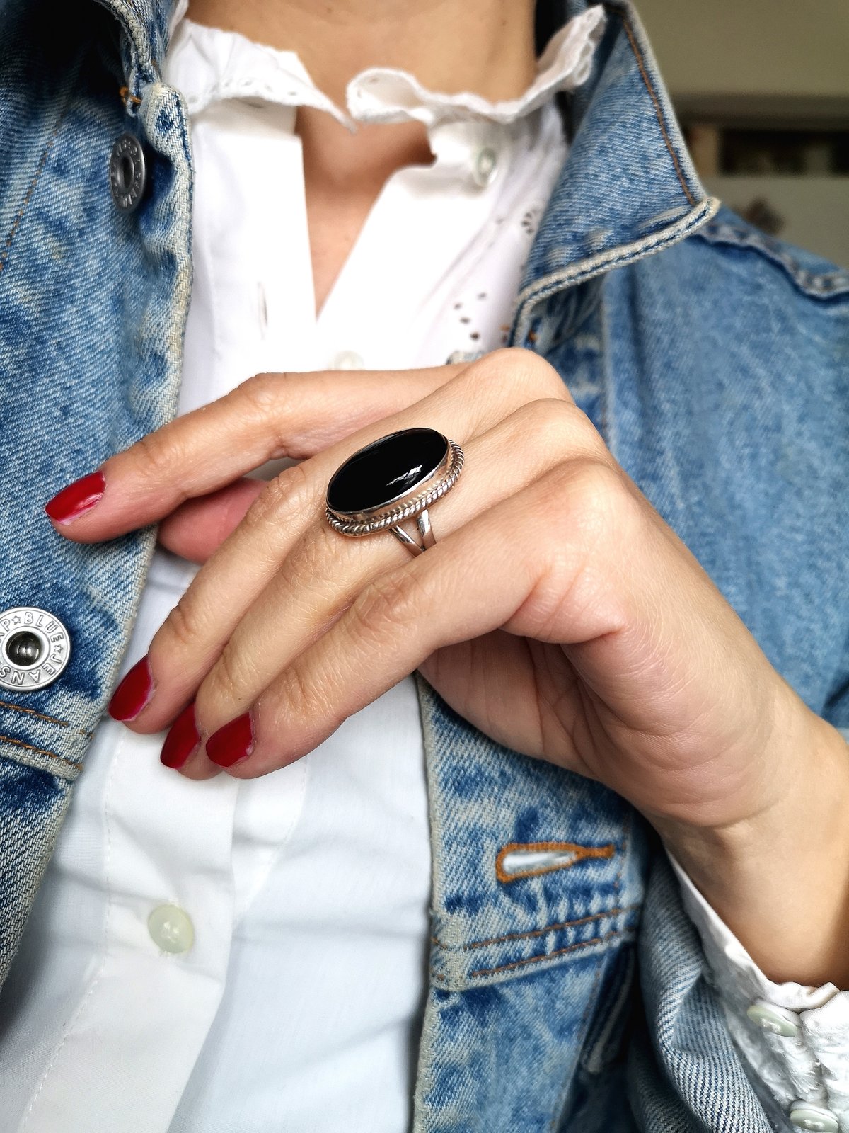 Bague best sale en obsidienne